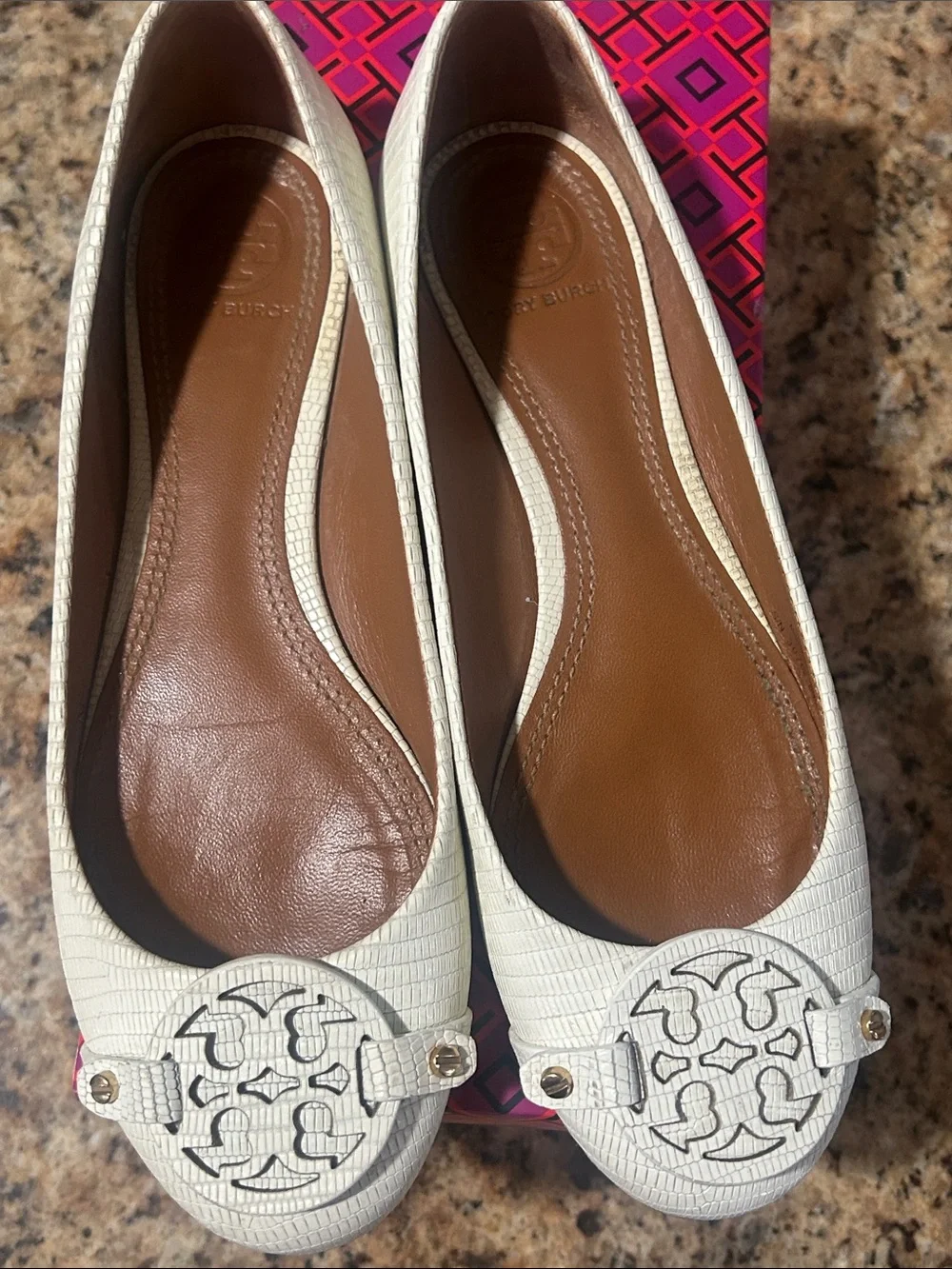 Tory Burch cream leather flats